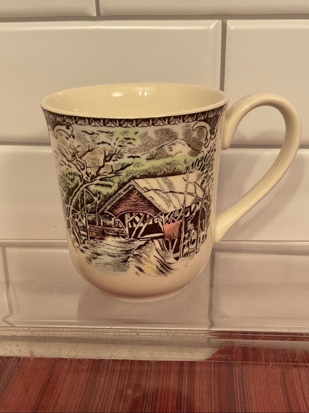 Johnson Bros The Friendly Village Scenic Covered Bridge 10 oz Mug Cup
